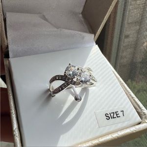 Swarovski Elements Double Diamond Solitaire CZ Engagement Ring NEW NIB